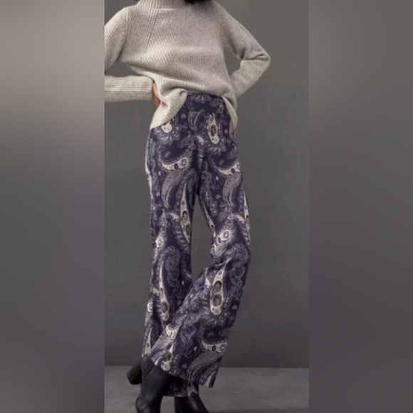 Anthropologie Pants - Anthropologie Maeve Maria Paisley Boho High Waisted Flare Blue Pants size 4